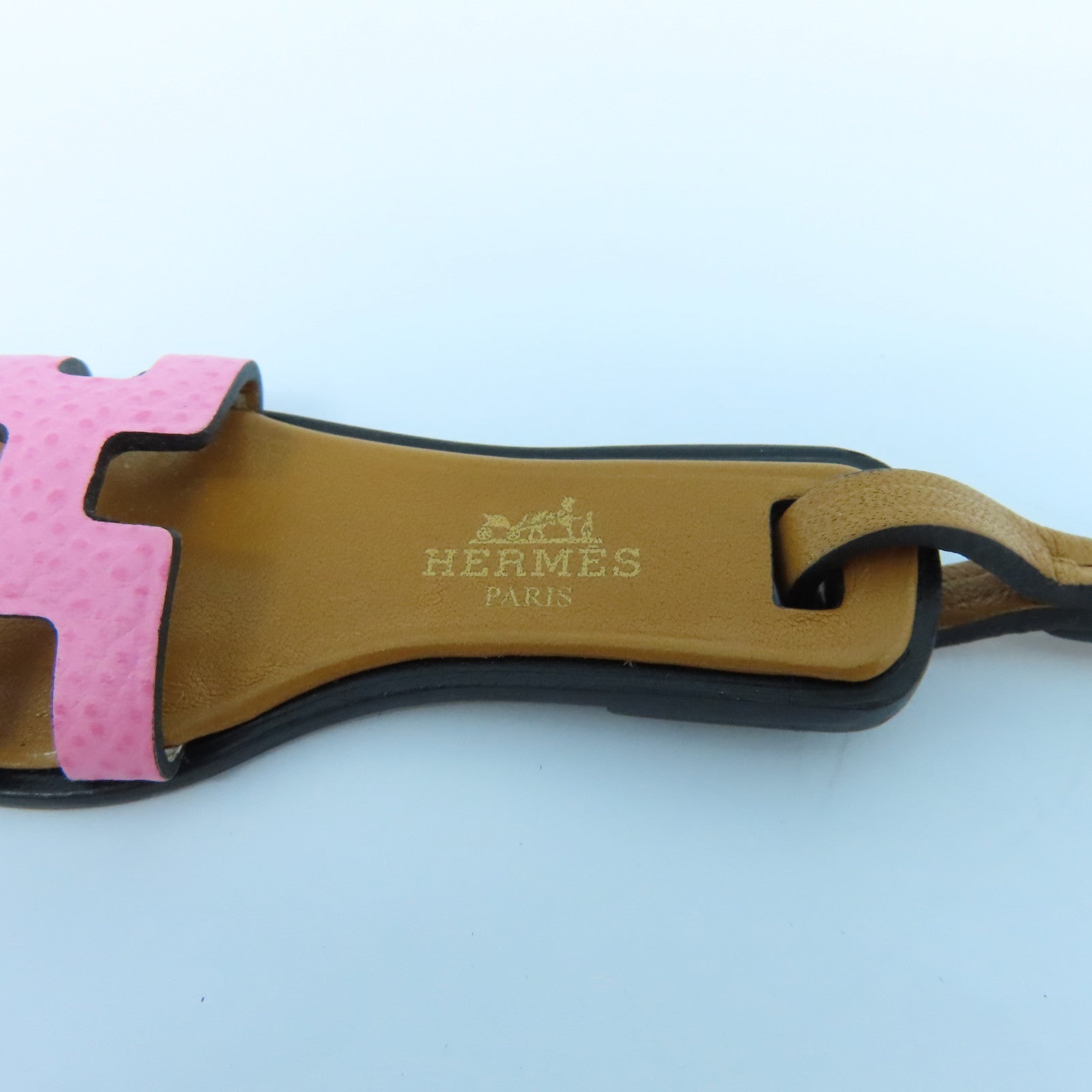 HERMES Leather Oran Nano Charm Charm Brown/Pink