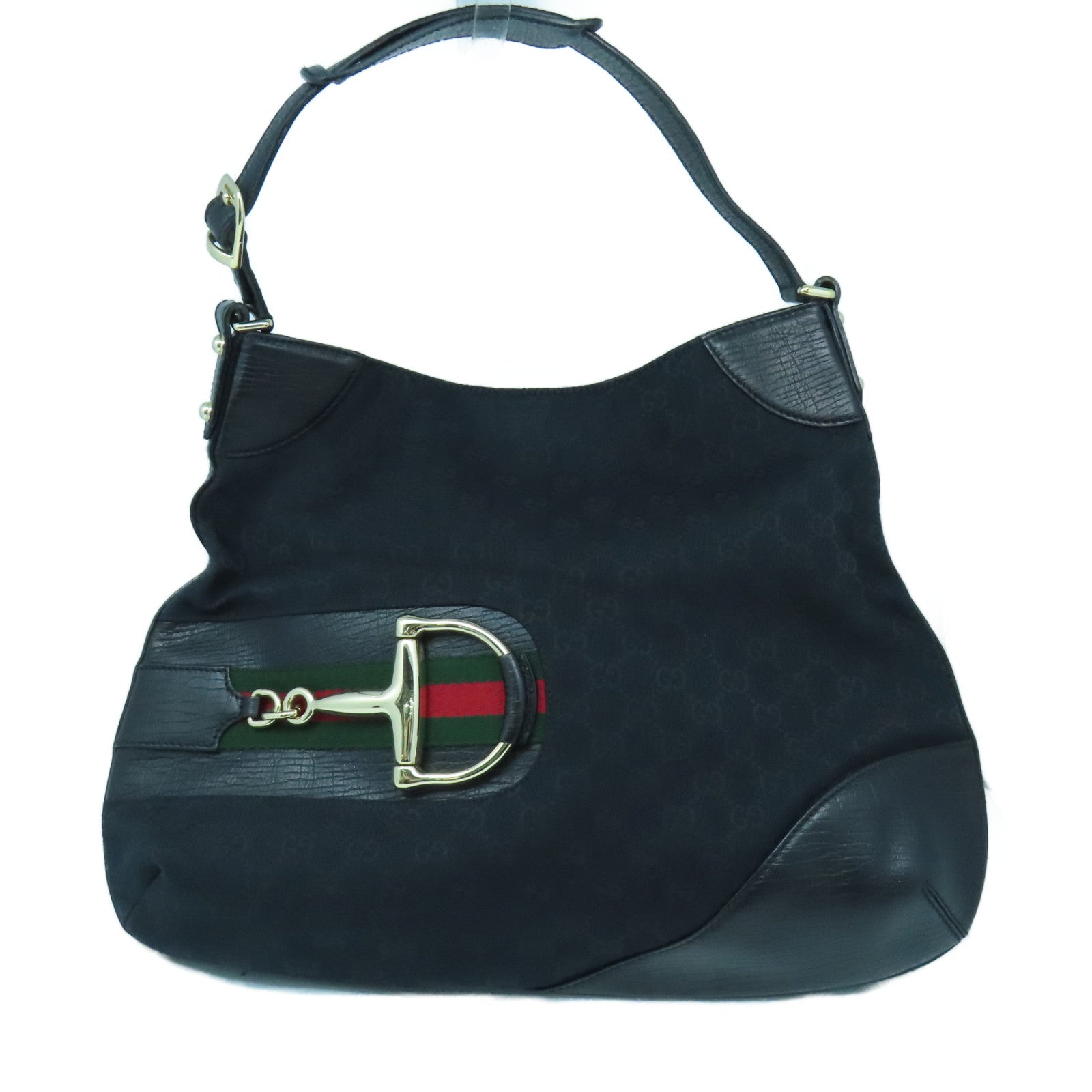 GUCCI 帆布Shoulder Bag金扣肩背袋黑色