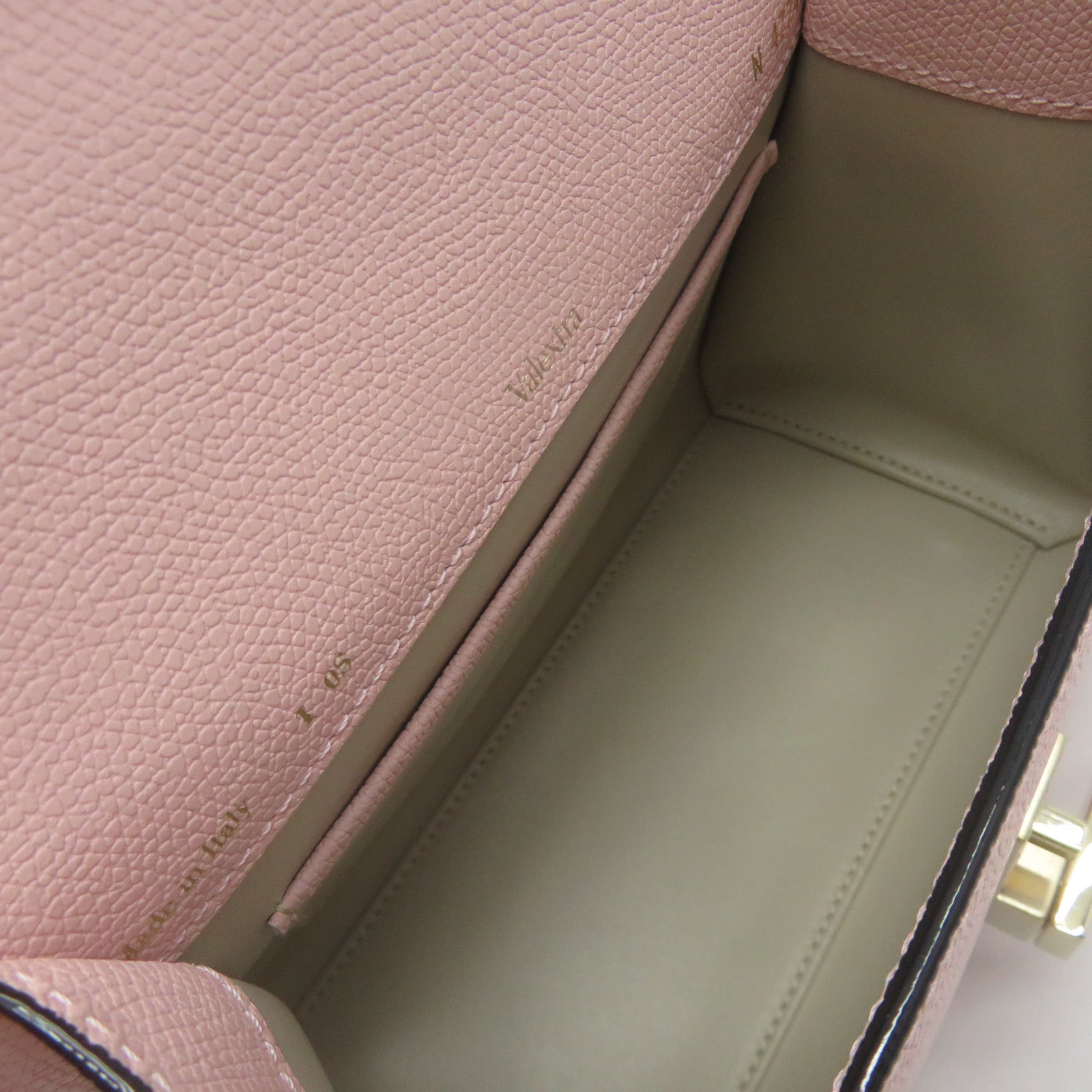 SELECTION Cowhide Leather Valextra Mini Textued 2Way Hand Bag Pink