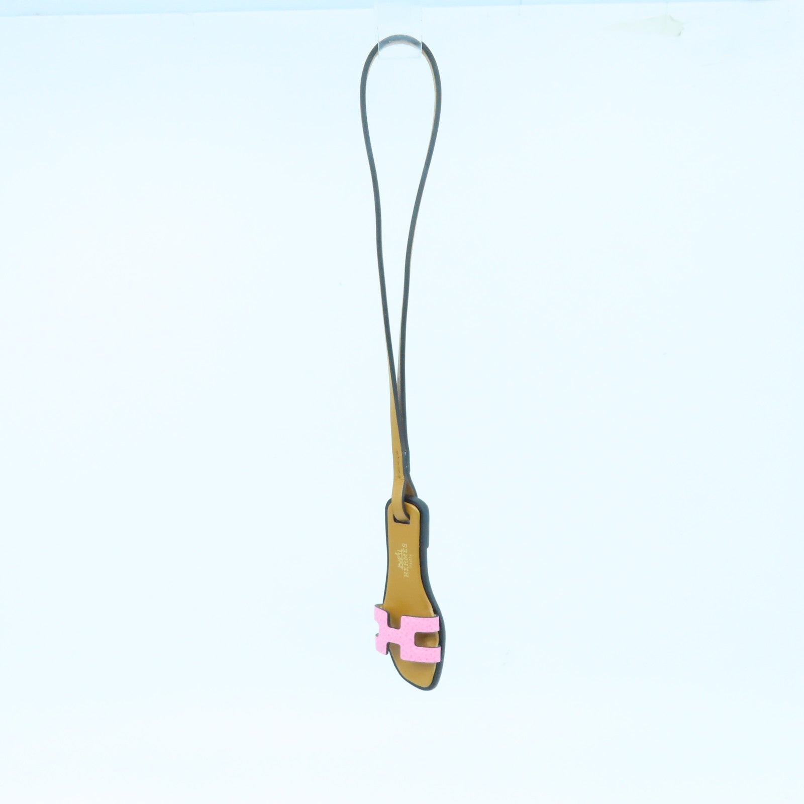 HERMES Leather Oran Nano Charm Charm Brown/Pink
