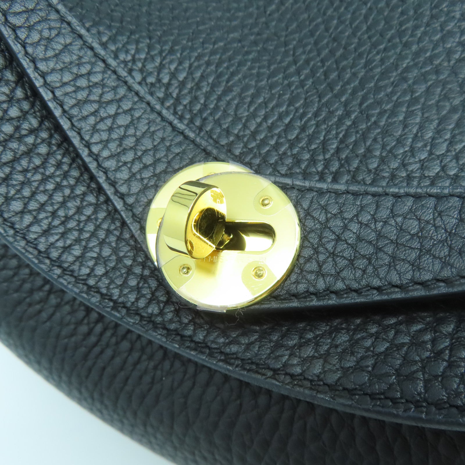 HERMES Clemence皮革Lindy 26金扣手挽肩背兩用袋黑色