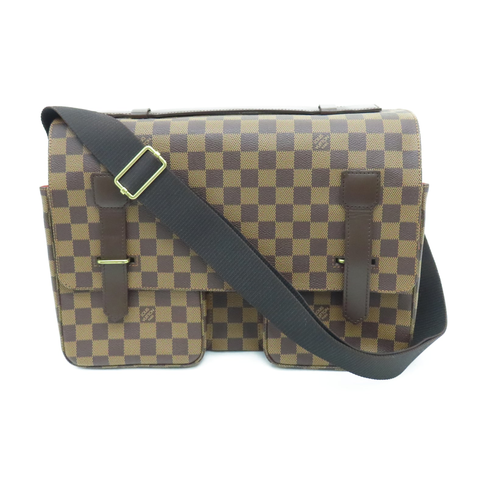 LOUIS VUITTON Damier Broadway金扣肩背袋棕色