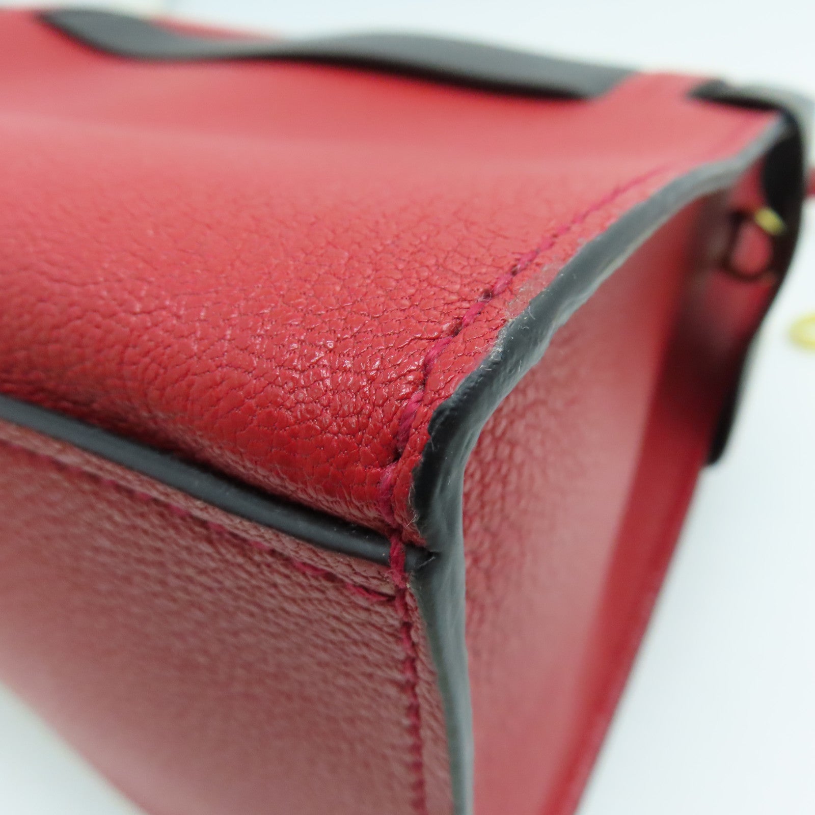 Miu Miu Cowhide Leather 2Way Shoulder Gold Buckle Handle Shoulder Bag Red/Black