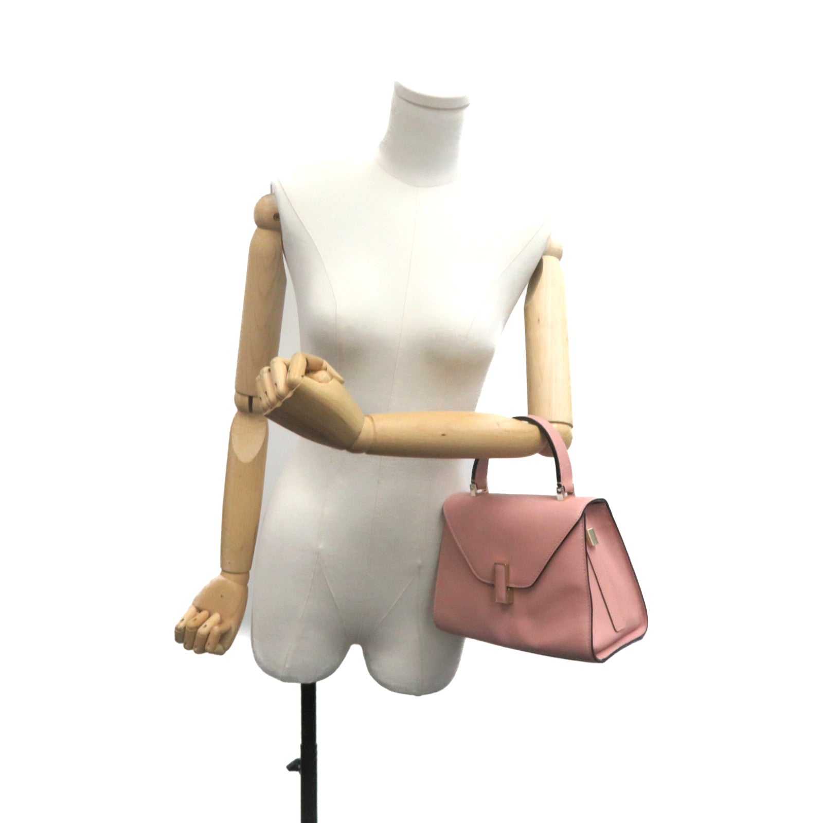 SELECTION 牛皮皮革Valextra Mini Textued 2Way Hand Bag手挽肩背兩用袋杏色