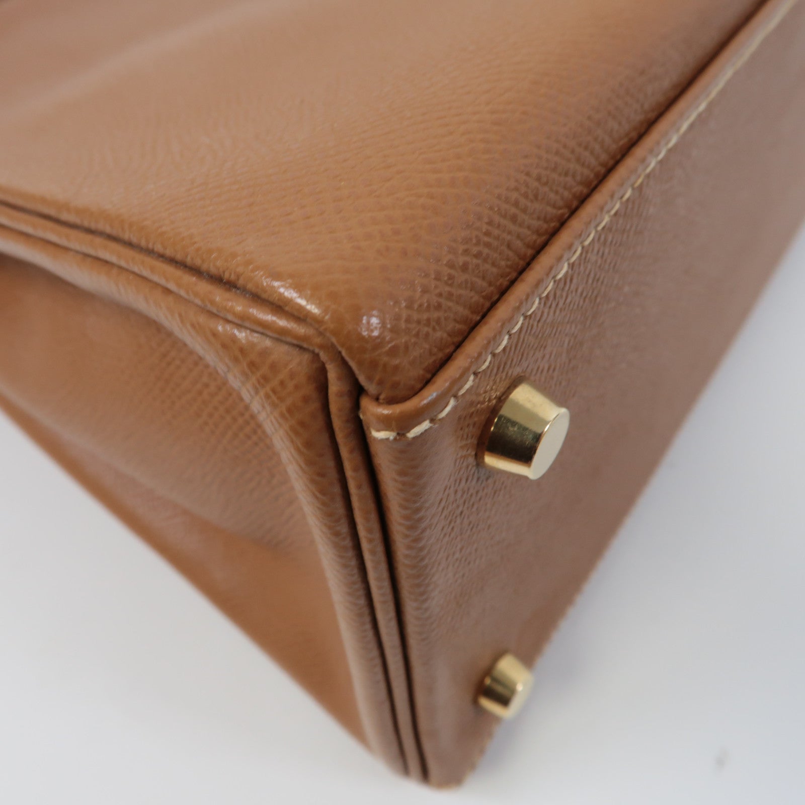 HERMES Epsom皮革Kelly 32金扣手挽肩背兩用袋啡色