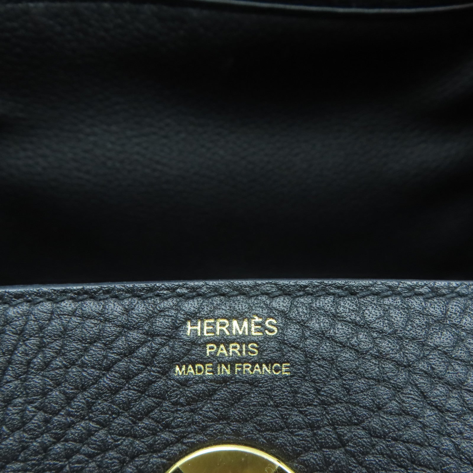 HERMES Clemence皮革Lindy 26金扣手挽肩背兩用袋黑色