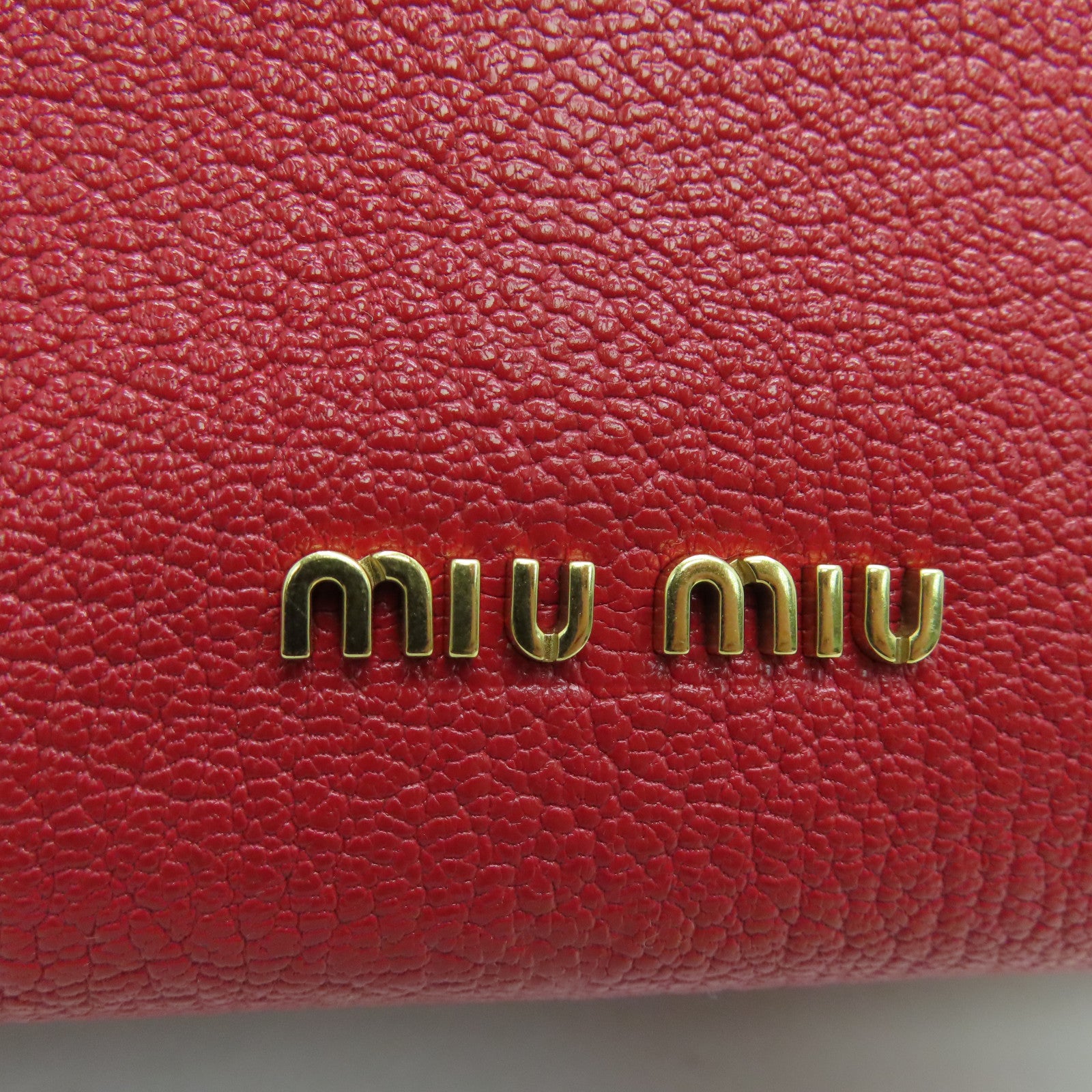 Miu Miu Cowhide Leather 2Way Shoulder Gold Buckle Handle Shoulder Bag Red/Black
