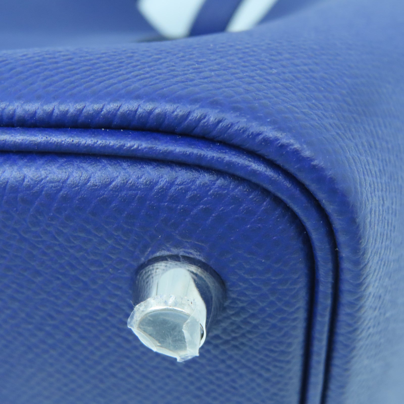HERMES Epsom Leather Picotin PM Silver Buckle Handle Bag Sapphire Blue