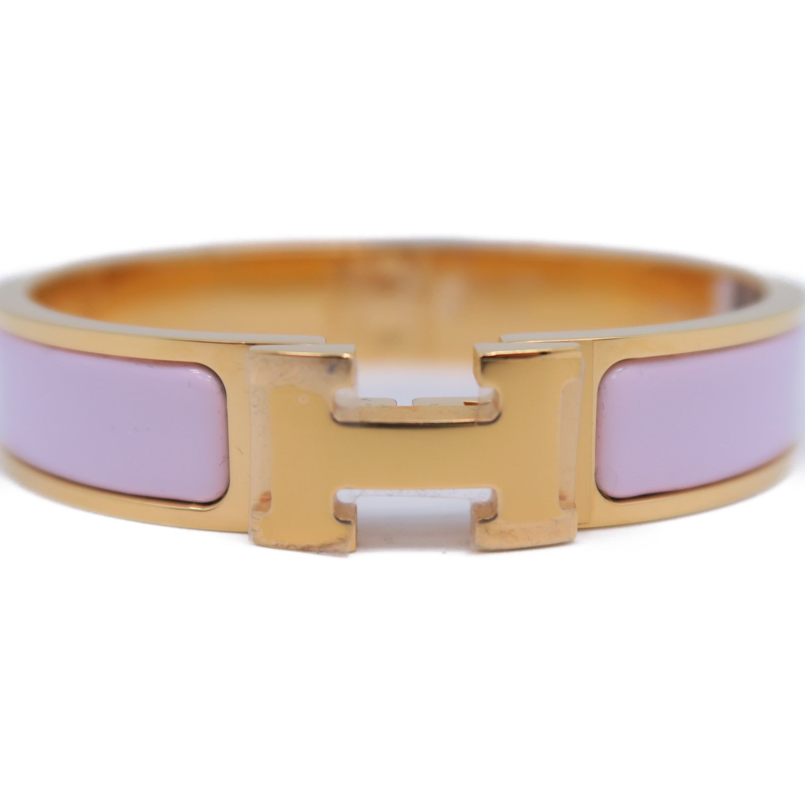 HERMES 金屬Clic-Clac H手鐲Mauve Sylvestre錦葵紫色/金色