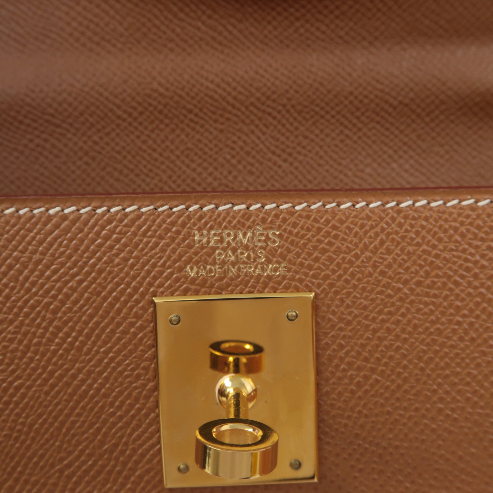 HERMES Epsom皮革Kelly 32金扣手挽肩背兩用袋啡色