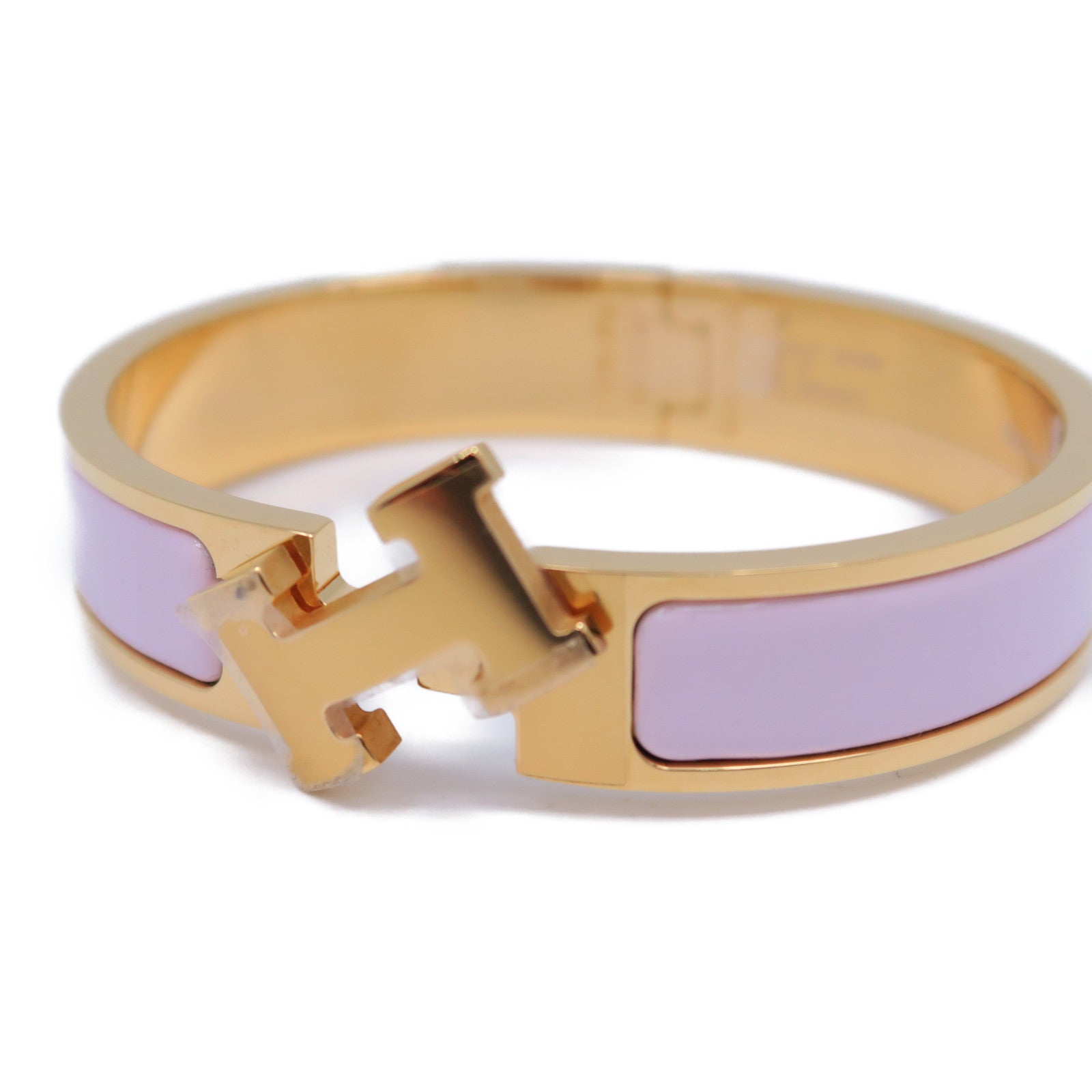 HERMES 金屬Clic-Clac H手鐲Mauve Sylvestre錦葵紫色/金色