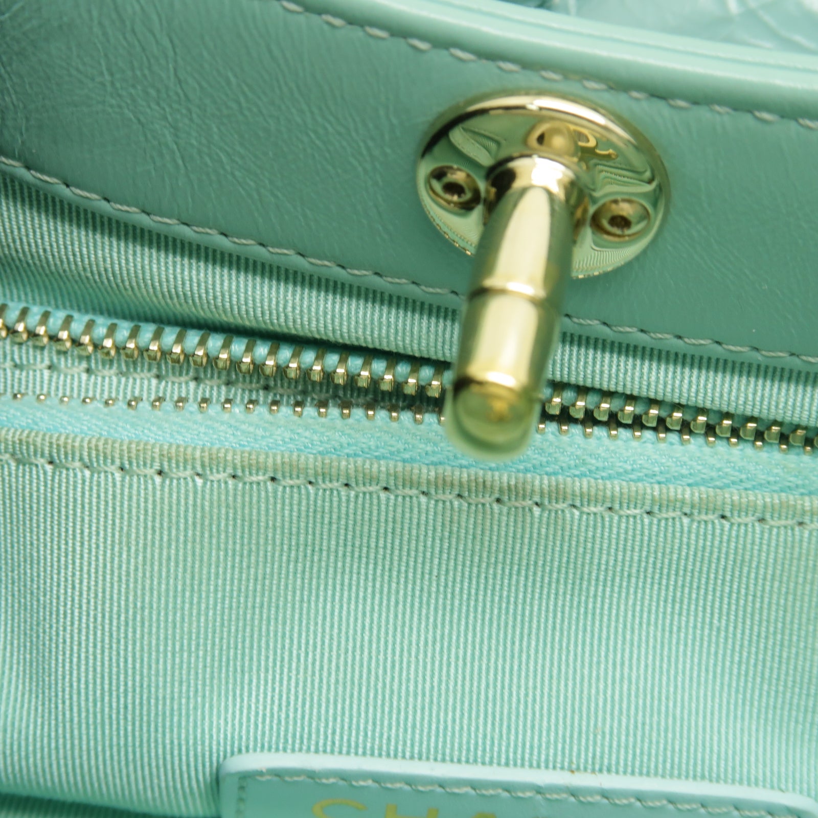CHANEL 菱格Aged Calf皮革Shoulder Bag金扣手挽肩背兩用袋綠色