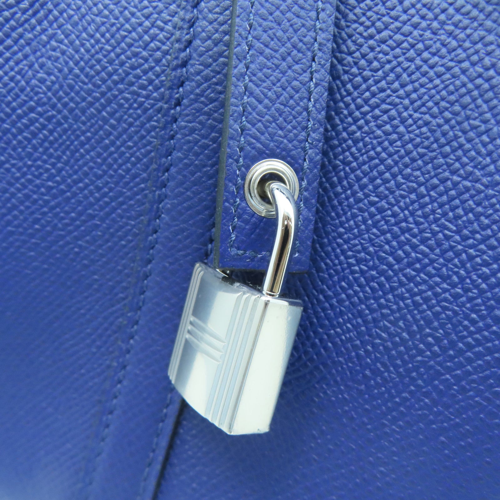 HERMES Epsom Leather Picotin PM Silver Buckle Handle Bag Sapphire Blue