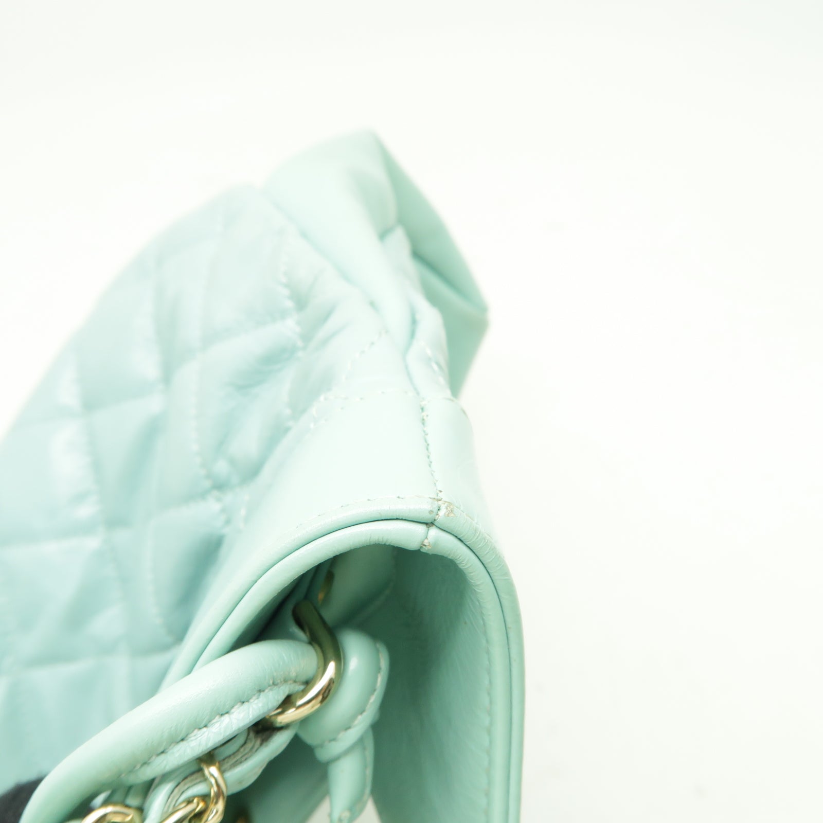 CHANEL 菱格Aged Calf皮革Shoulder Bag金扣手挽肩背兩用袋綠色