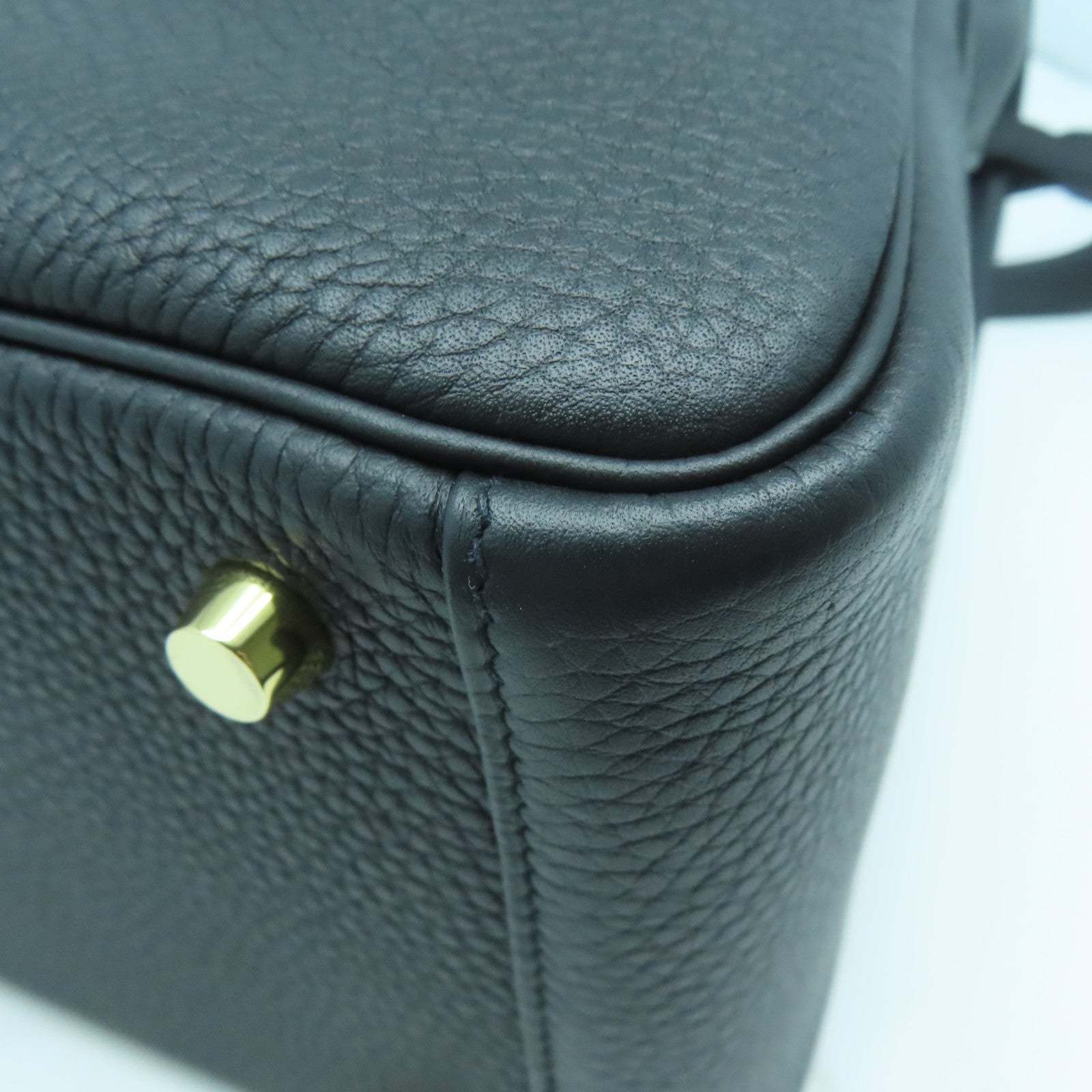 HERMES Clemence皮革Lindy 26金扣手挽肩背兩用袋黑色