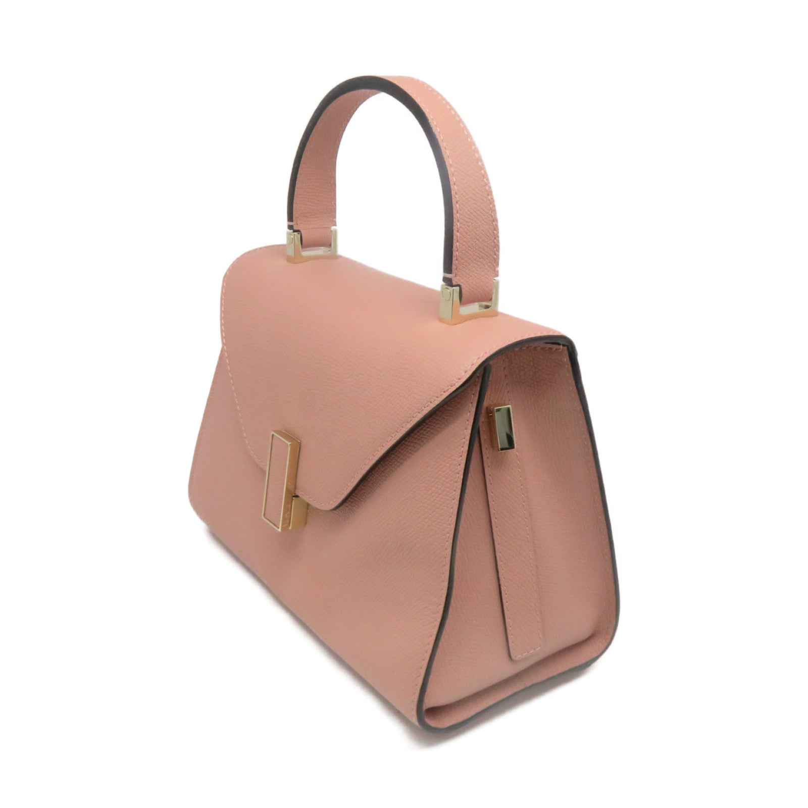SELECTION 牛皮皮革Valextra Mini Textued 2Way Hand Bag手挽肩背兩用袋杏色