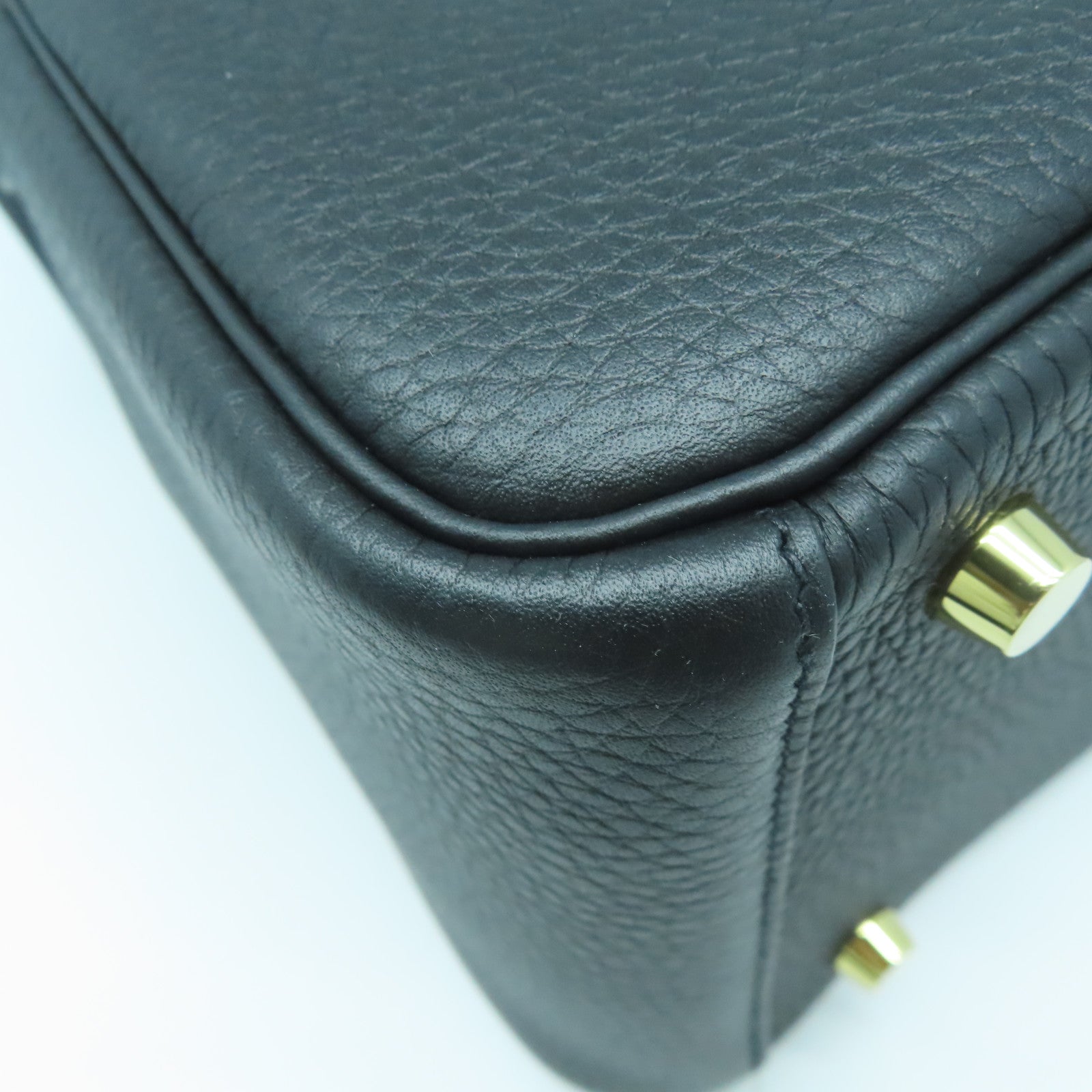 HERMES Clemence皮革Lindy 26金扣手挽肩背兩用袋黑色