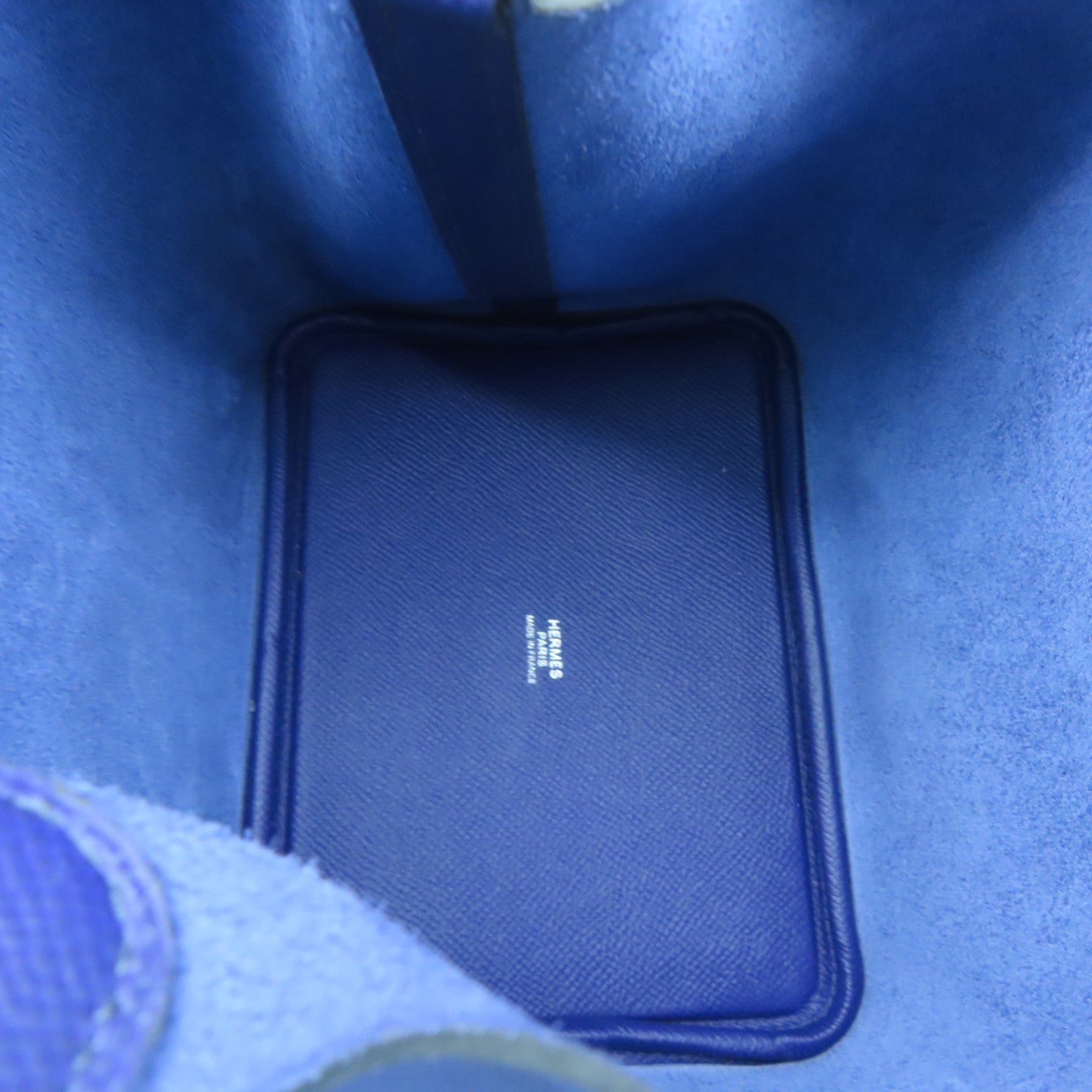 HERMES Epsom Leather Picotin PM Silver Buckle Handle Bag Sapphire Blue