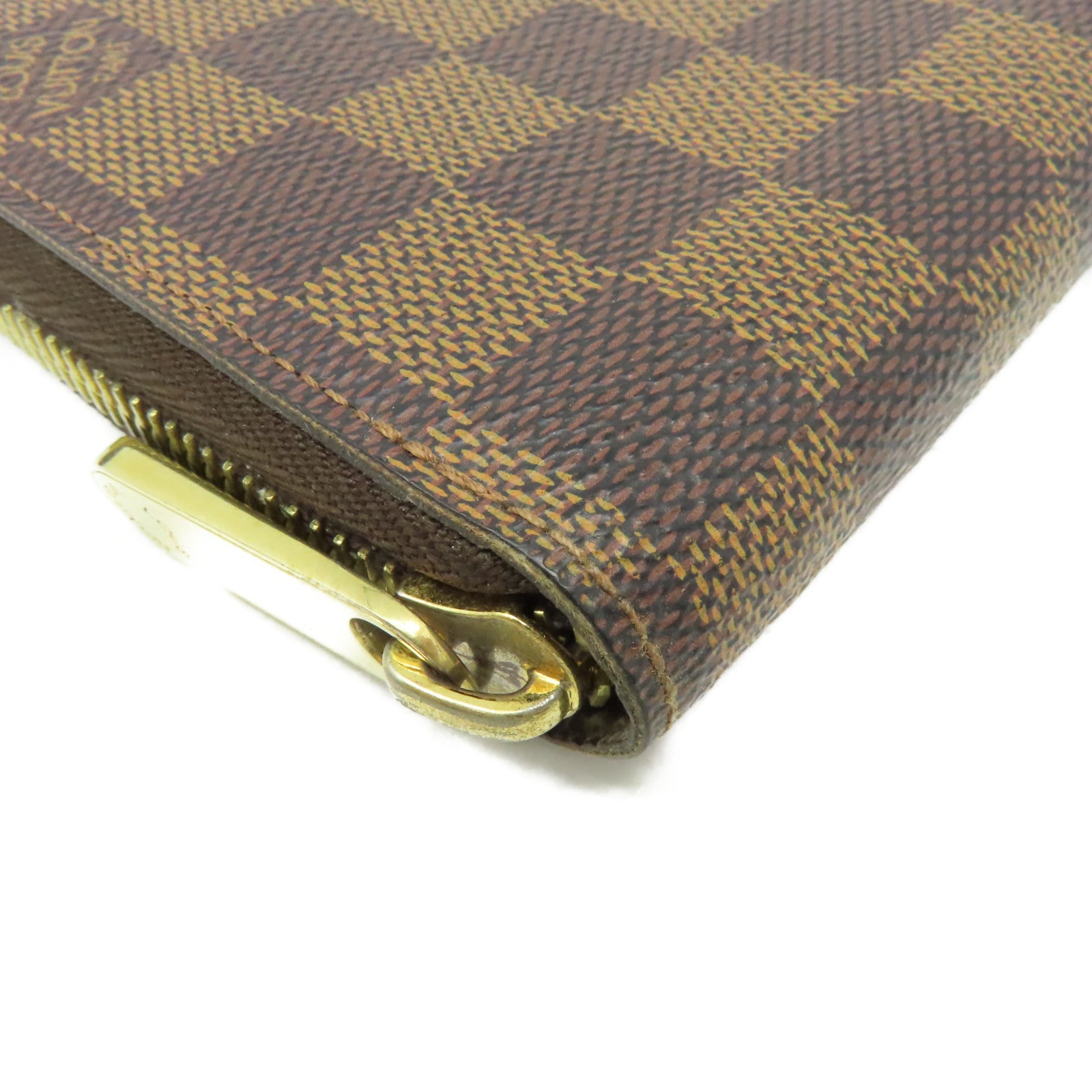 LOUIS VUITTON Damier Long Wallet金扣拉鏈長錢包啡色