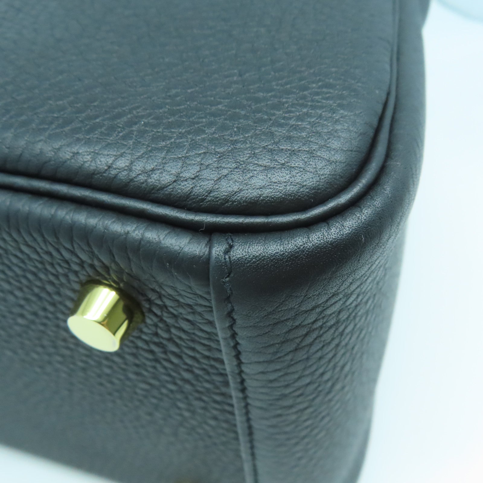 HERMES Clemence皮革Lindy 26金扣手挽肩背兩用袋黑色