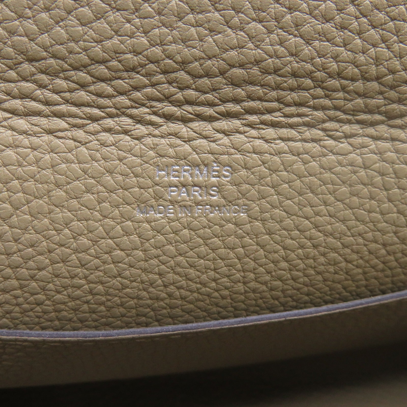 HERMES Togo皮革Vide Poches銀扣肩背袋灰色