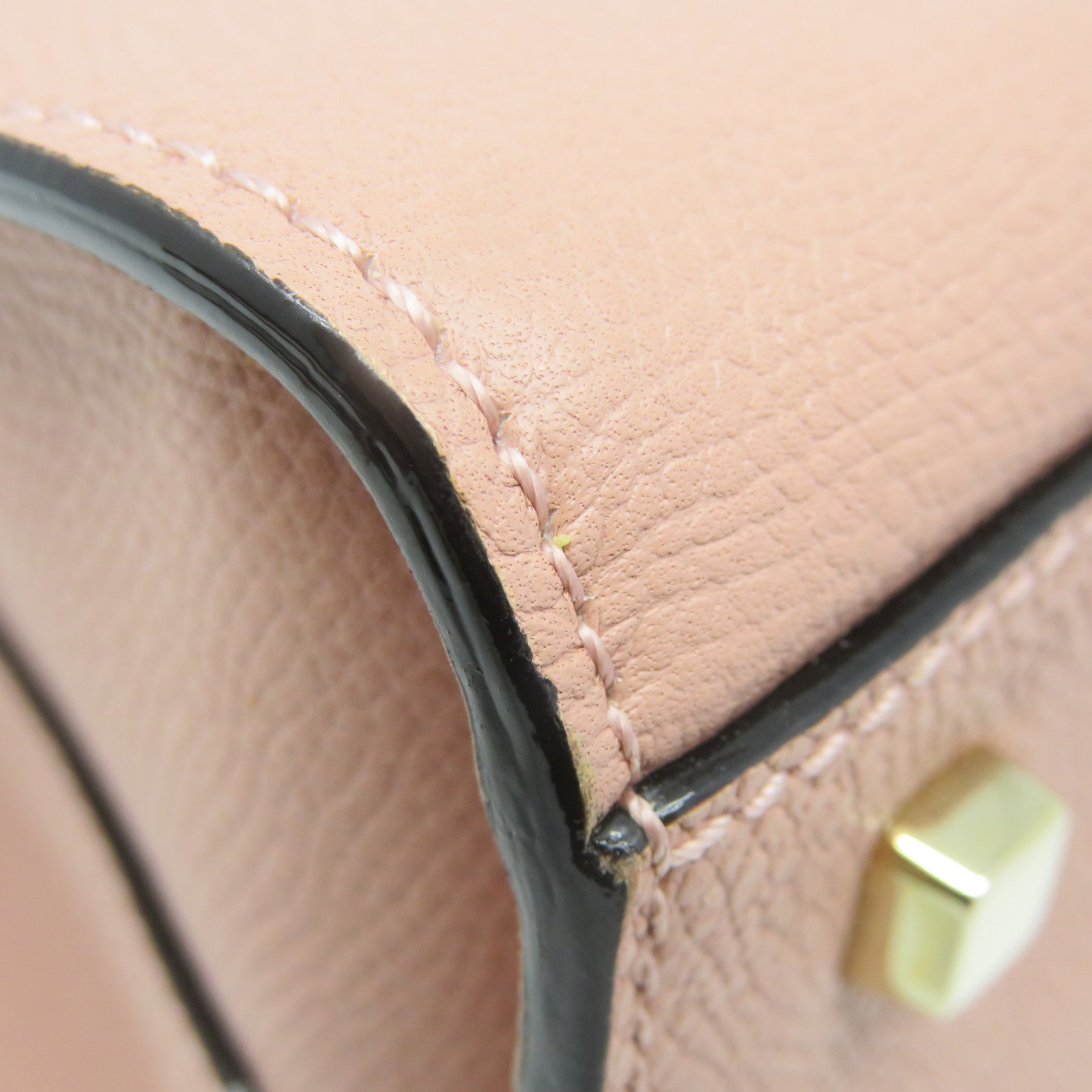 SELECTION 牛皮皮革Valextra Mini Textued 2Way Hand Bag手挽肩背兩用袋杏色