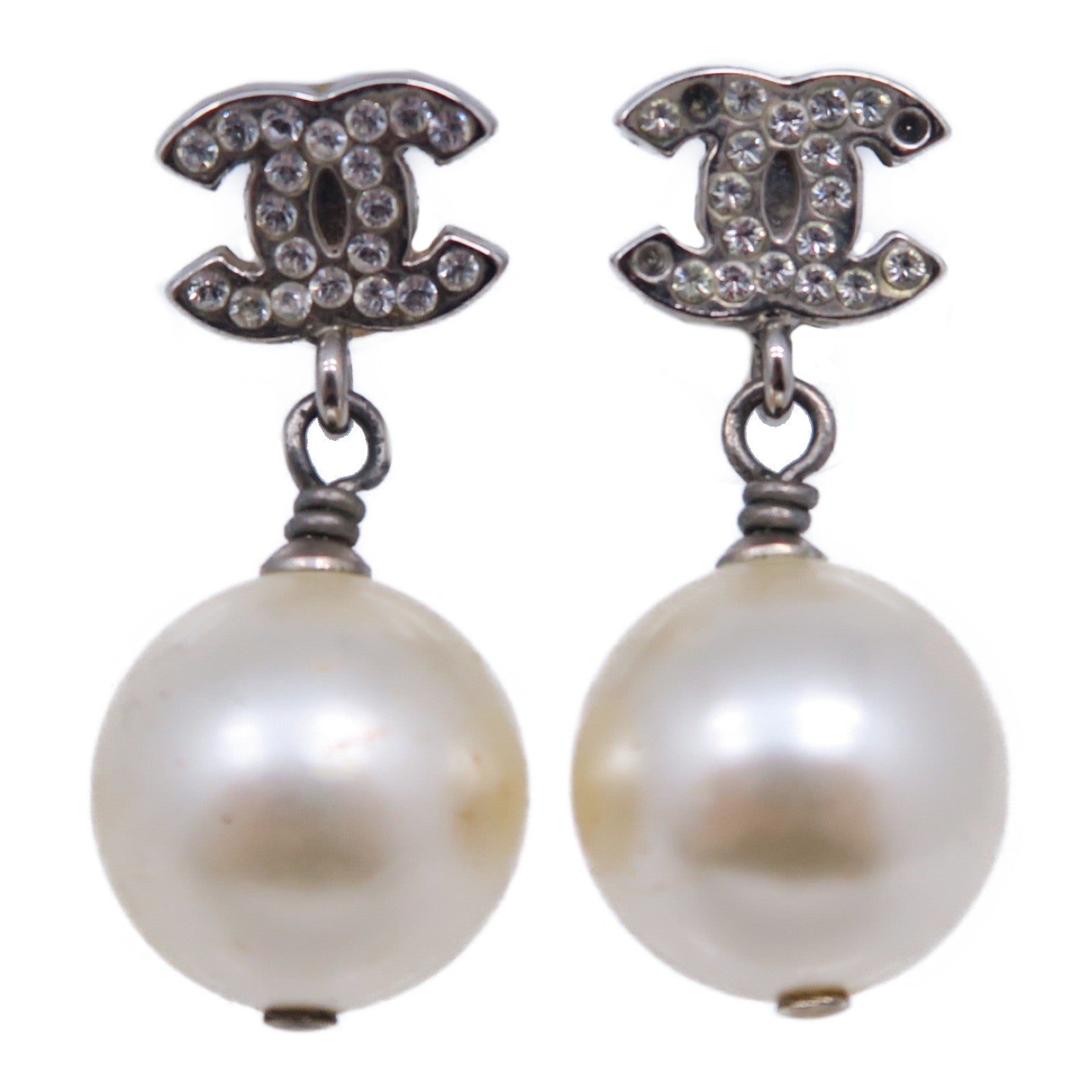 CHANEL PVC/金屬Earrings耳環銀色/米色