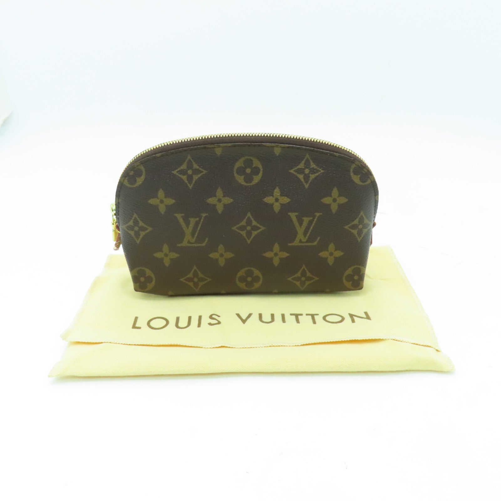 LOUIS VUITTON Monogram Cosmetic Pouch金扣手拿包啡色