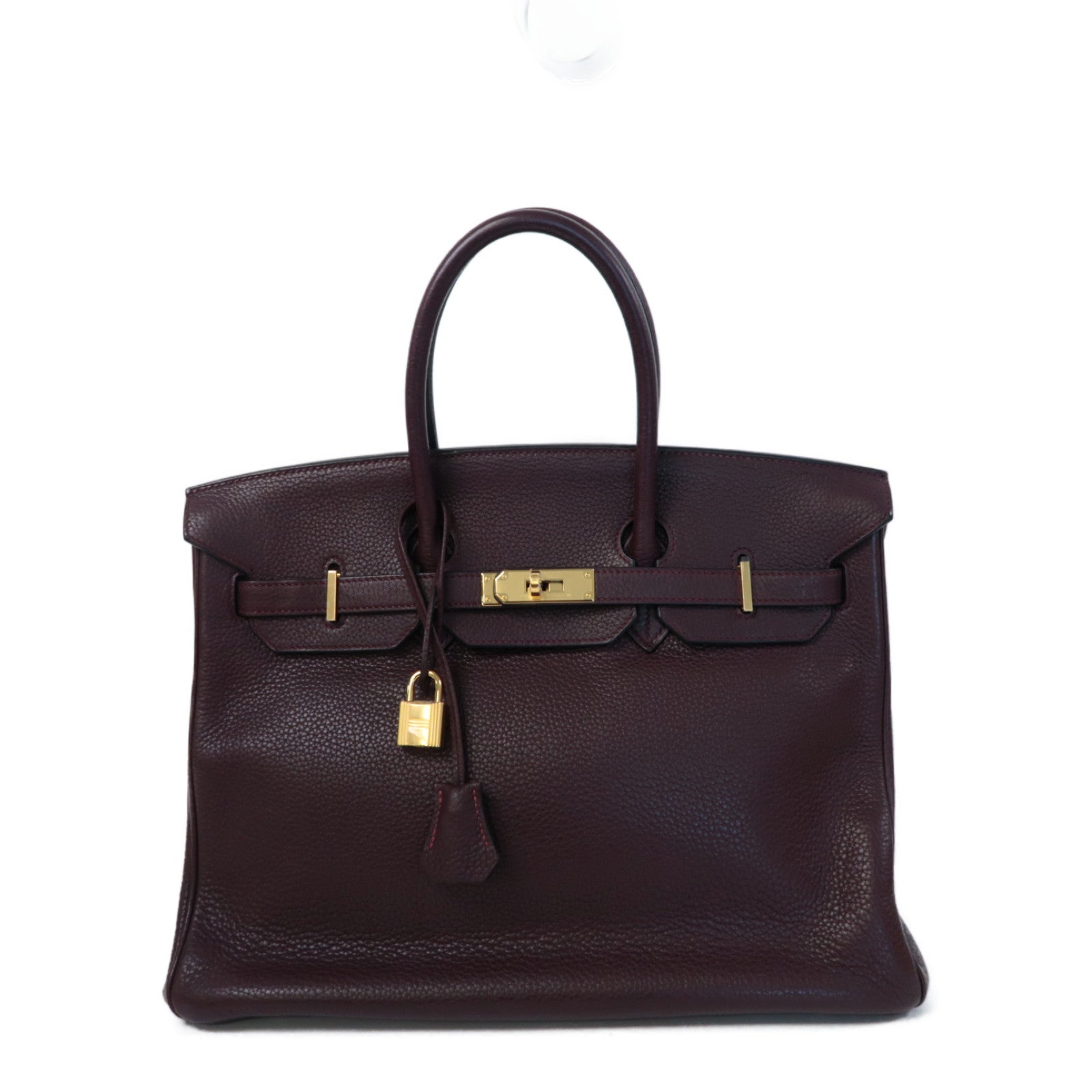 HERMES Clemence皮革Birkin 35金扣手挽袋深紅紫色