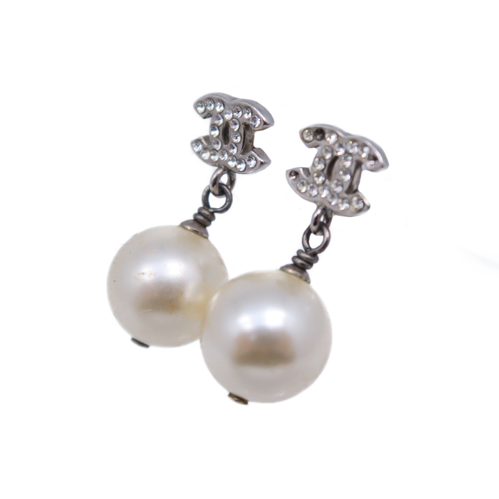 CHANEL PVC/金屬Earrings耳環銀色/米色