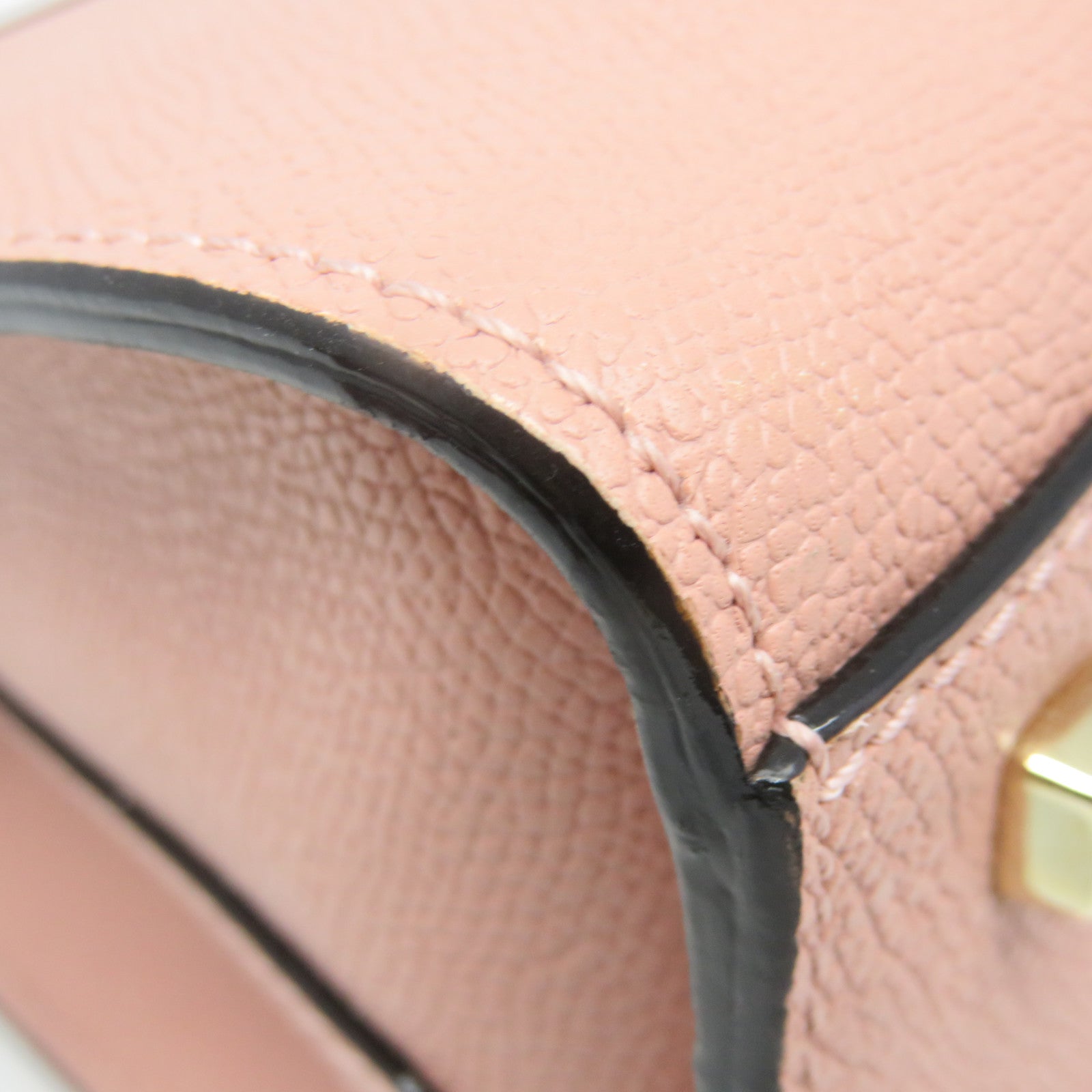 SELECTION 牛皮皮革Valextra Mini Textued 2Way Hand Bag手挽肩背兩用袋杏色