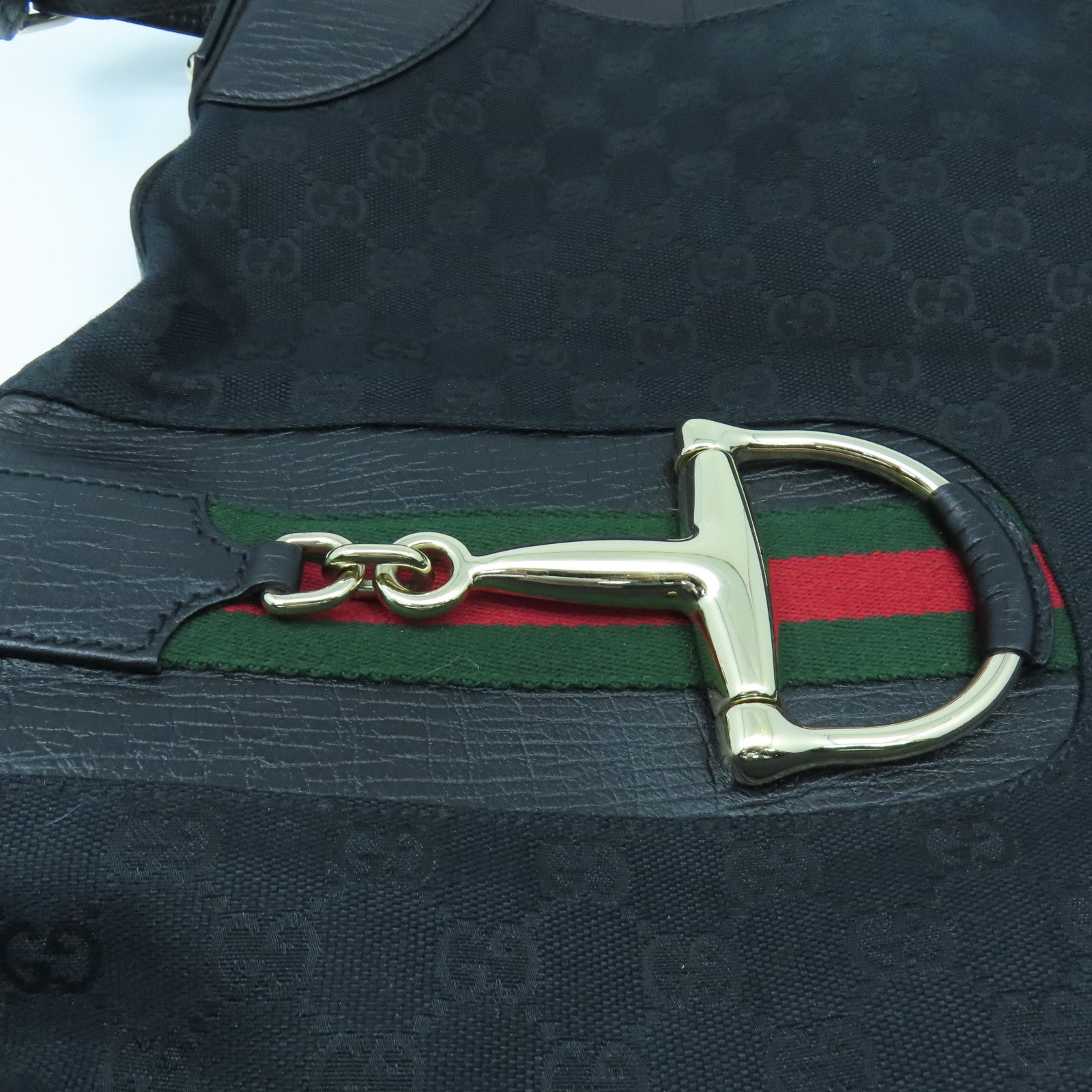 GUCCI 帆布Shoulder Bag金扣肩背袋黑色