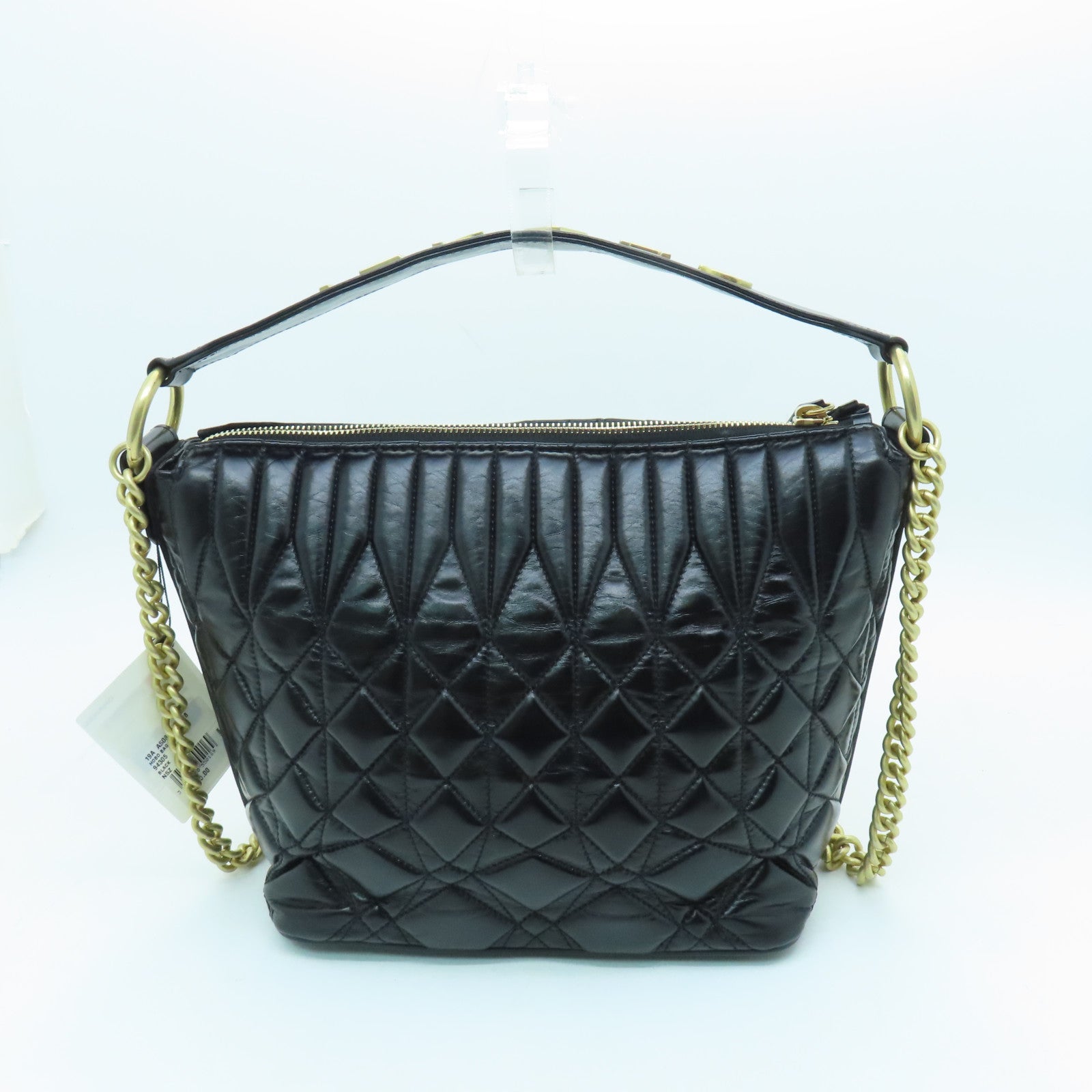 CHANEL cowhide leather Hobo Bag gold buckle handle shoulder bag black