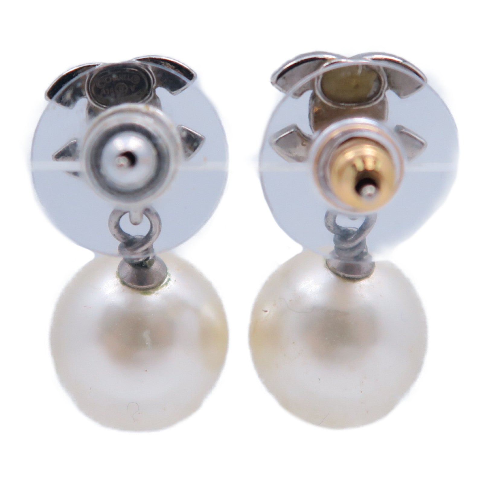 CHANEL PVC/金屬Earrings耳環銀色/米色