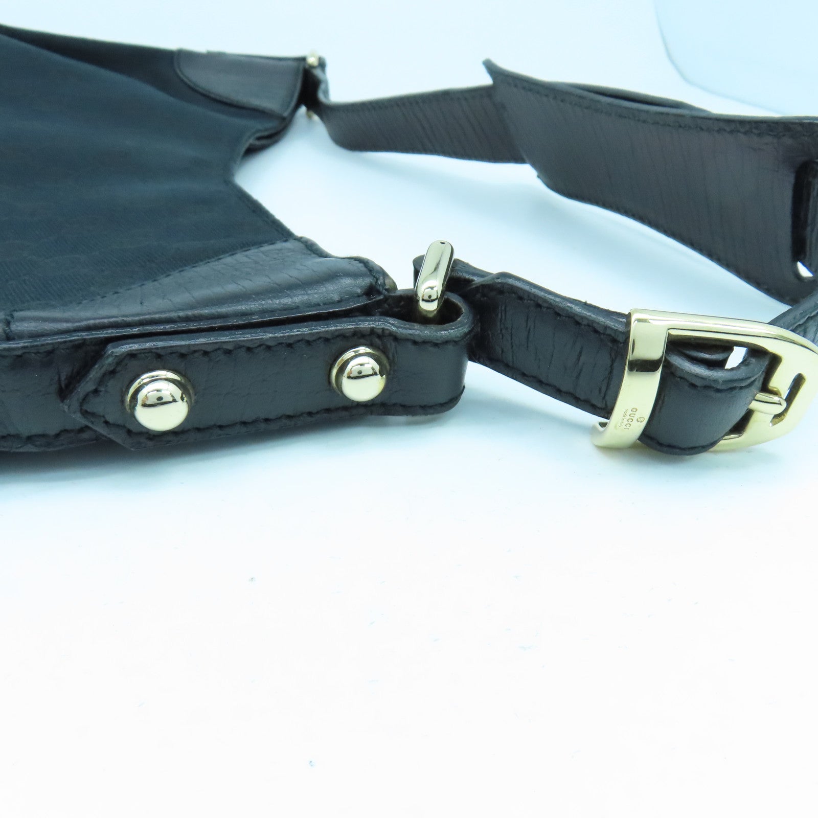 GUCCI 帆布Shoulder Bag金扣肩背袋黑色