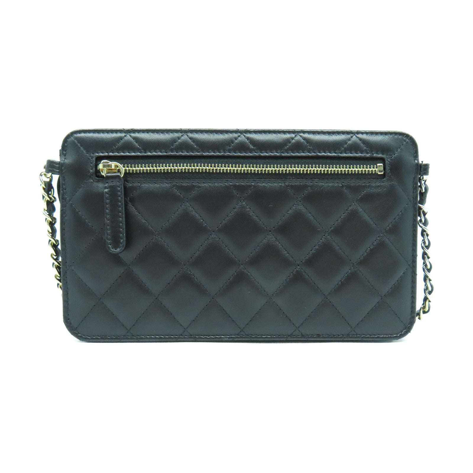 CHANEL 菱格羊皮皮革Waist Bag金扣/銀扣腰包黑色