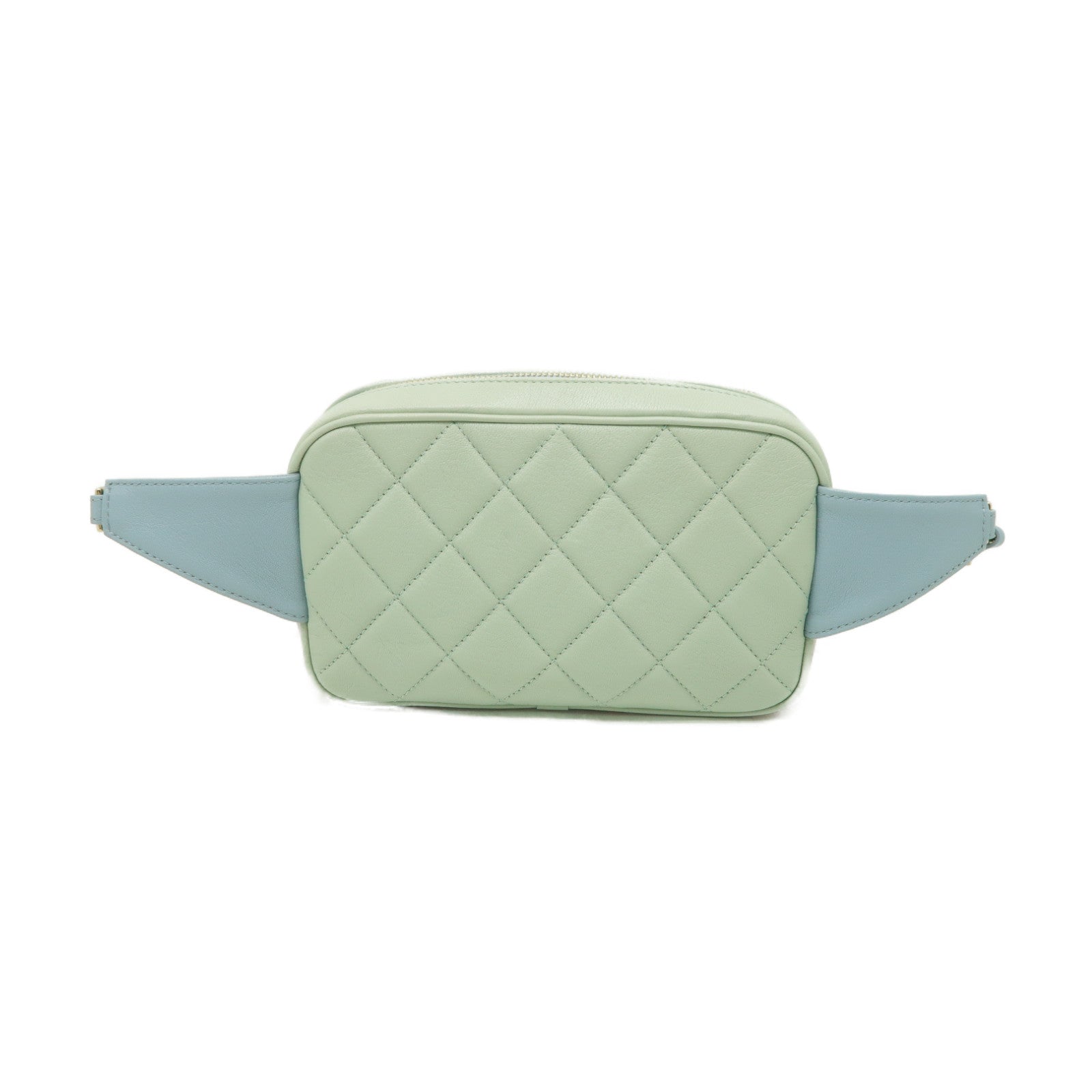 CHANEL 菱格牛皮皮革Waist Bag金扣腰包綠色