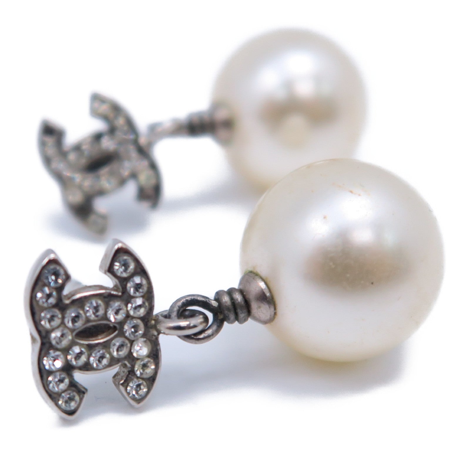 CHANEL PVC/金屬Earrings耳環銀色/米色