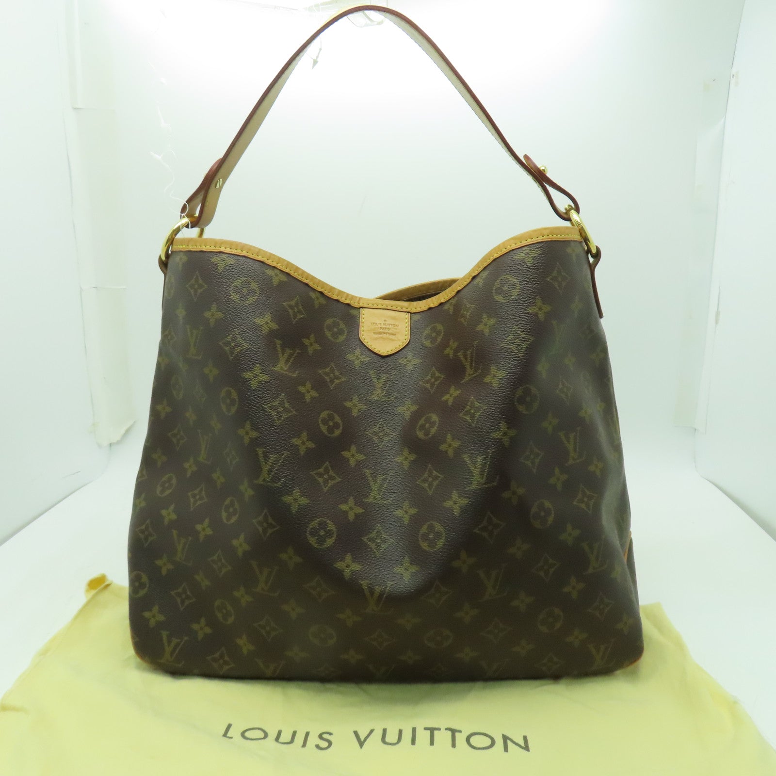 LOUIS VUITTON Monogram Delightful MM金扣肩背袋啡色