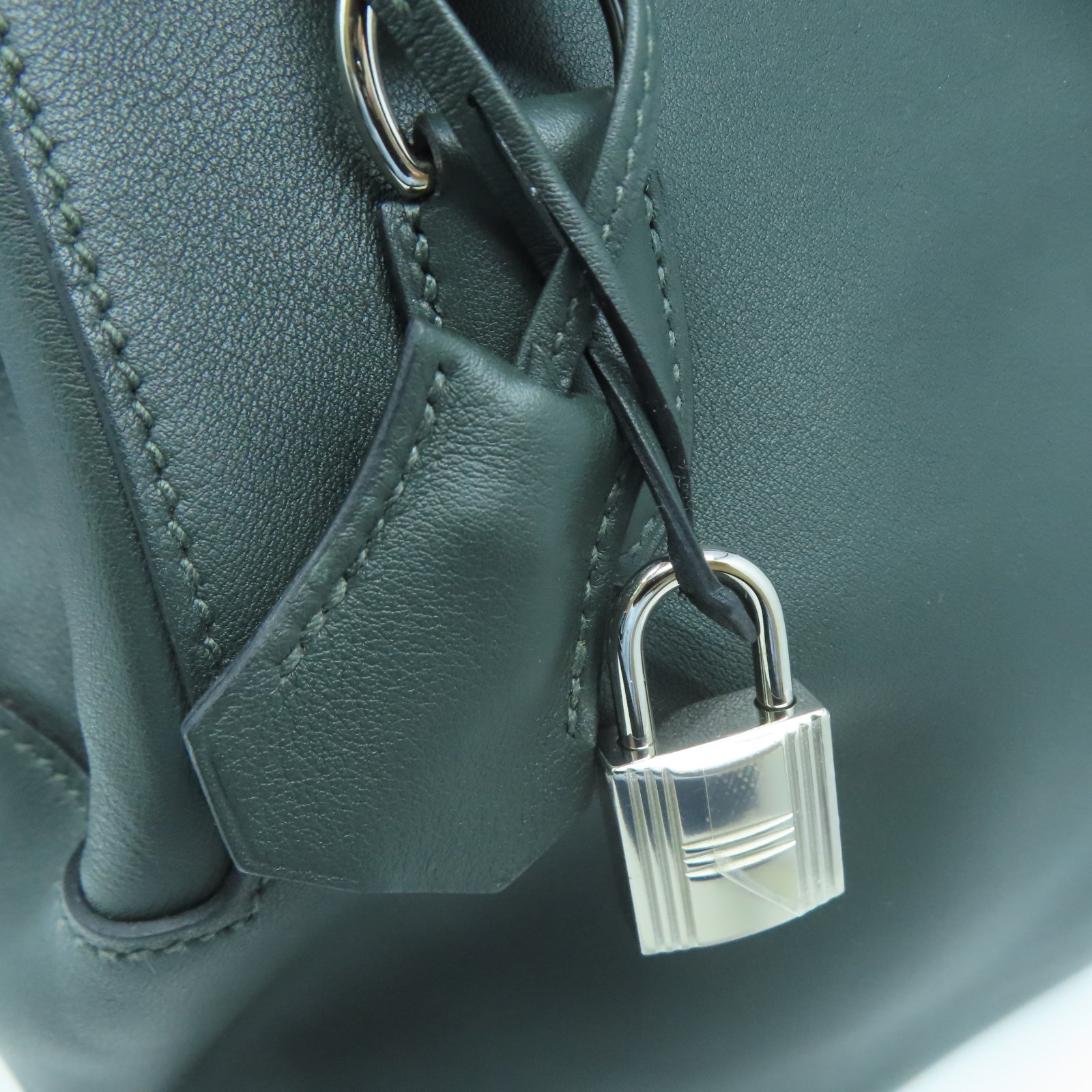 HERMES Evercolor皮革Toolbox 20銀扣手挽肩背兩用袋綠色