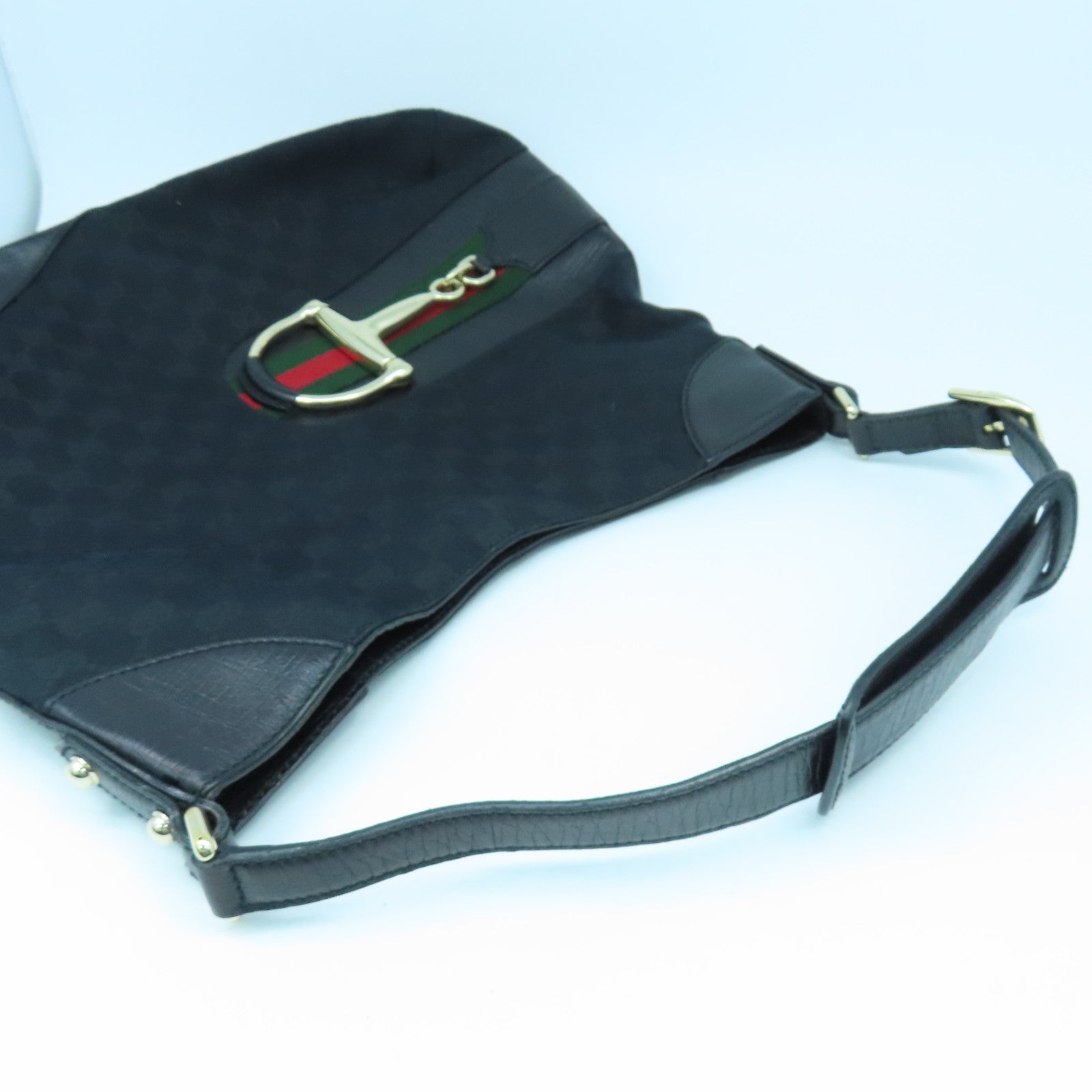 GUCCI 帆布Shoulder Bag金扣肩背袋黑色