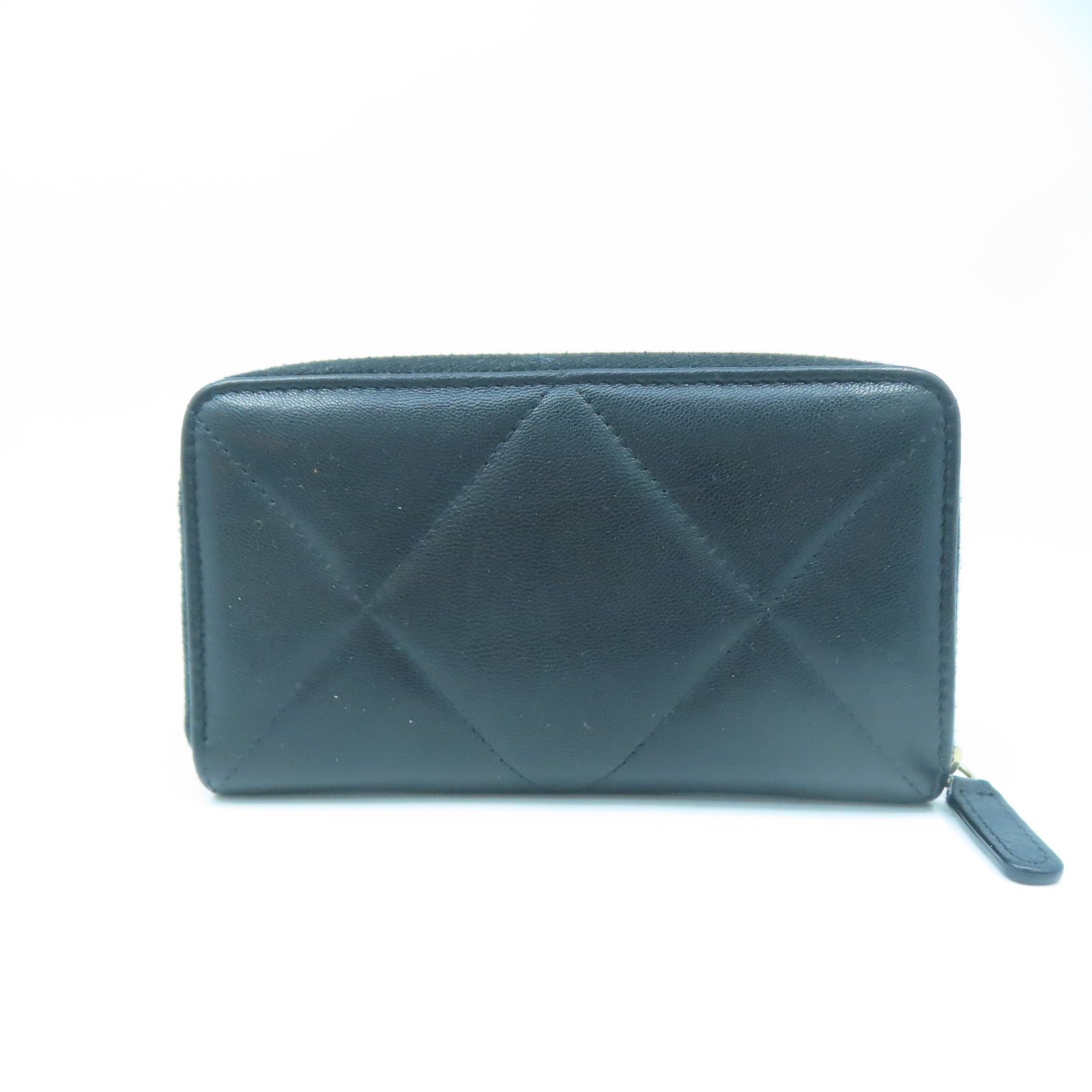 CHANEL rhombus sheepskin leather Wallet gold buckle wallet black