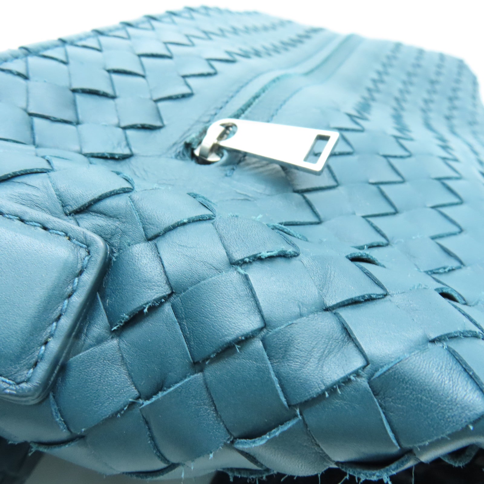 BOTTEGA VENETA 织纹皮革Shoulder Bag银扣肩背袋绿色