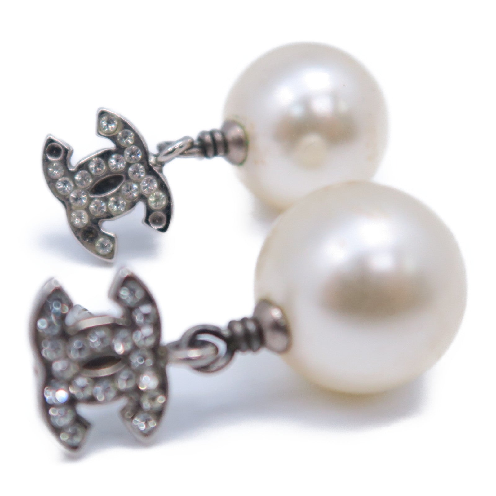 CHANEL PVC/金屬Earrings耳環銀色/米色