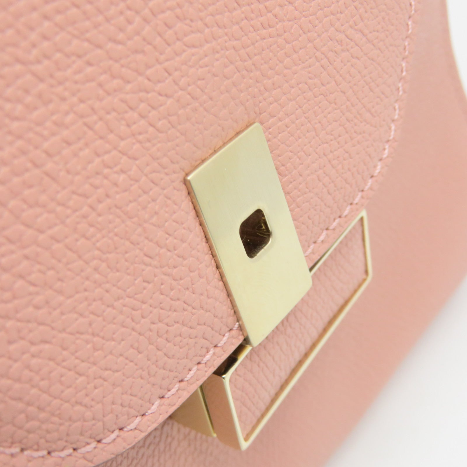SELECTION 牛皮皮革Valextra Mini Textued 2Way Hand Bag手挽肩背兩用袋杏色