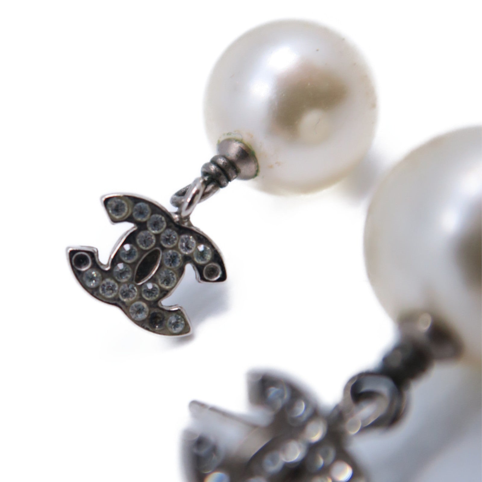 CHANEL PVC/金屬Earrings耳環銀色/米色