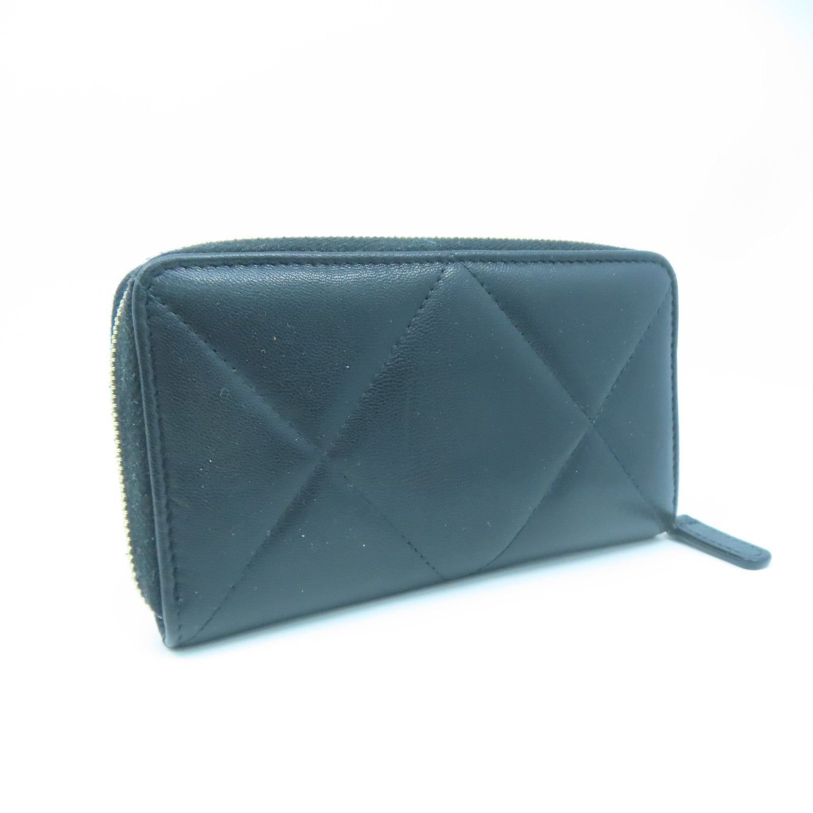 CHANEL rhombus sheepskin leather Wallet gold buckle wallet black