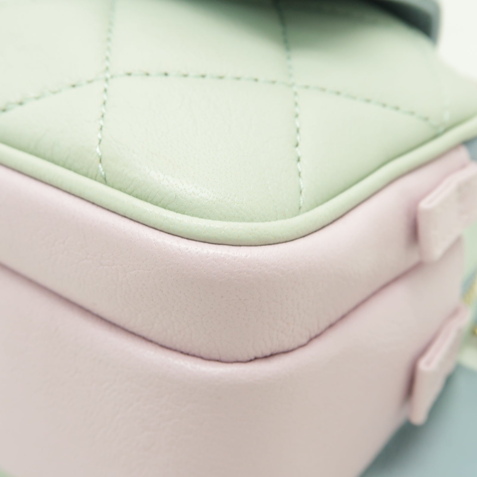 CHANEL 菱格牛皮皮革Waist Bag金扣腰包綠色