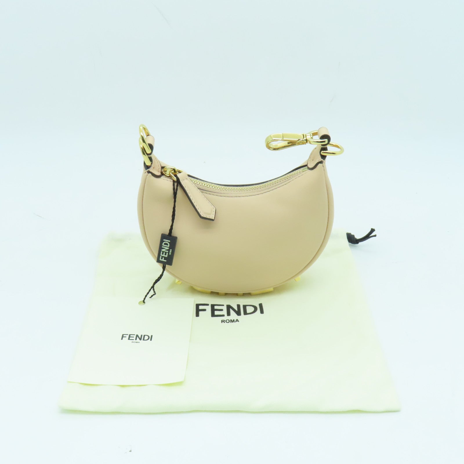FENDI Leather Nano Fendigraphy Gold Buckle Tote Bag Pink