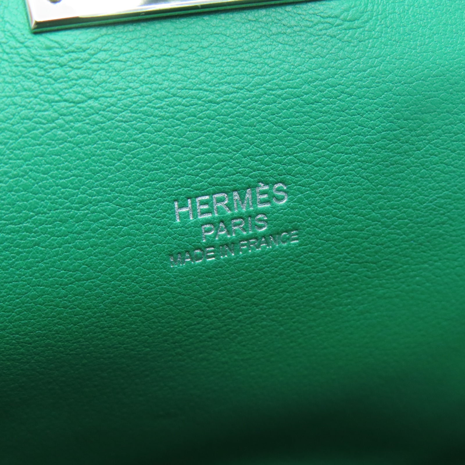HERMES Evercolor皮革Toolbox 20銀扣手挽肩背兩用袋綠色